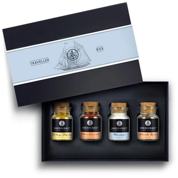 Ankerkraut Geschenkset 'Traveller Box' Mit 4 Korkengläsern 3 Ankerkraut Geschenkset 'Traveller Box' Mit 4 Korkengläsern